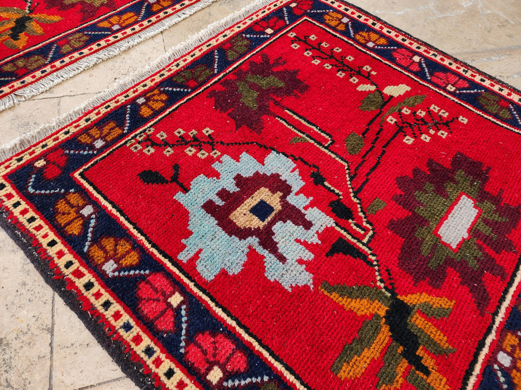 Vintage Türk Yastık Halı 2'li Set 73 x 79 cm