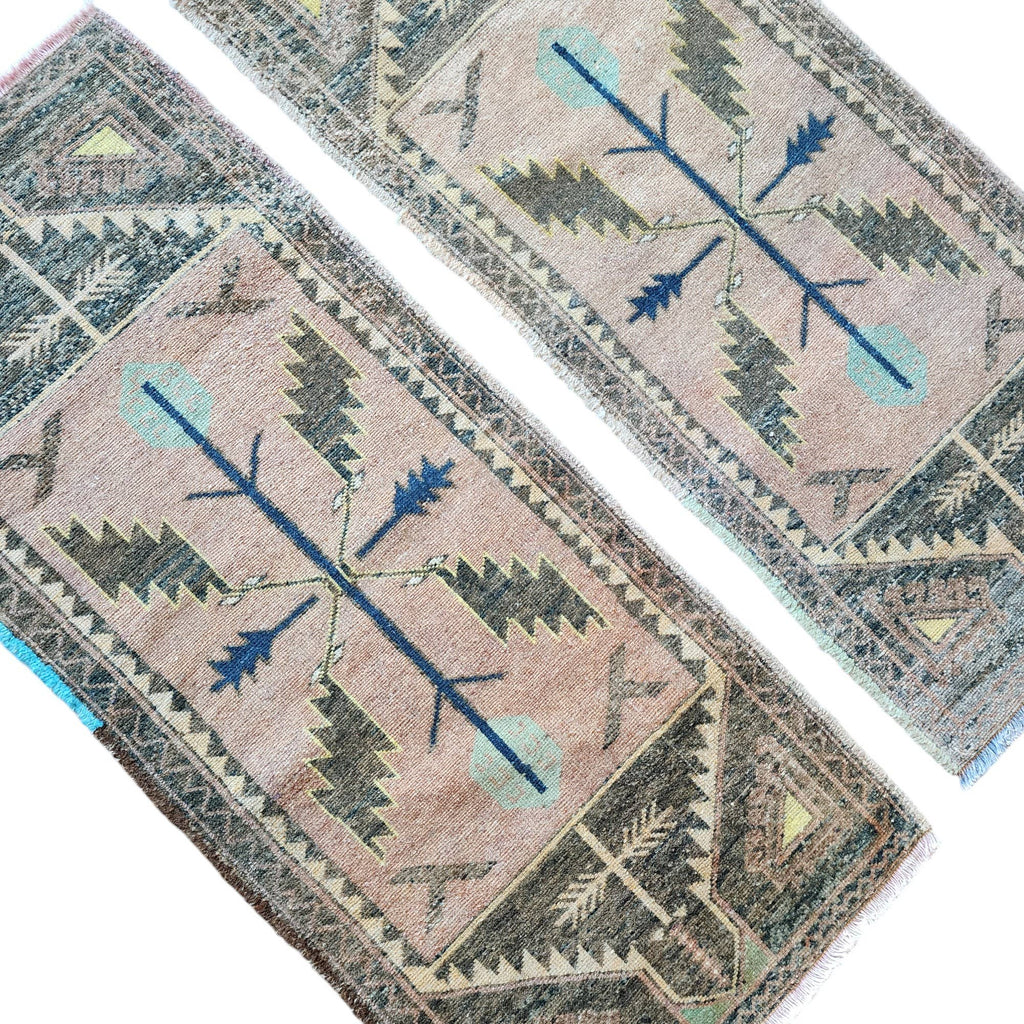 Vintage Türk Yastık Halı 2'li Set 50 x 115 cm