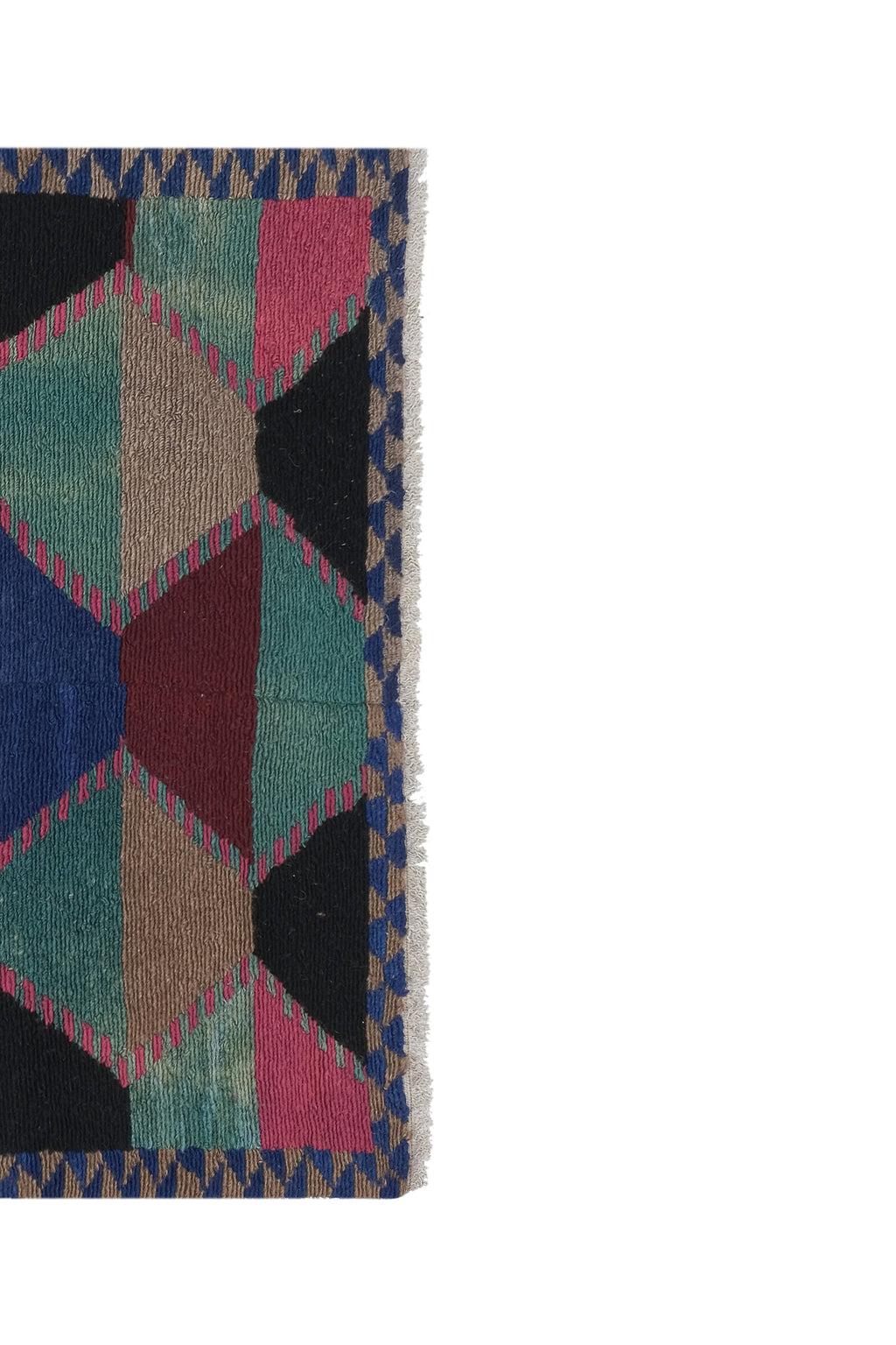 Vintage Türk Damalı Tulu Halı 124 x 141 cm