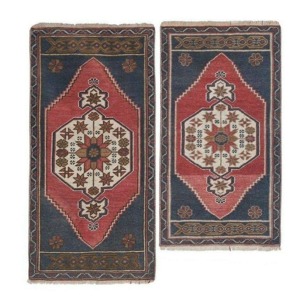 Vintage Türk Yastık Halı 2'li Set 57 x 97 cm