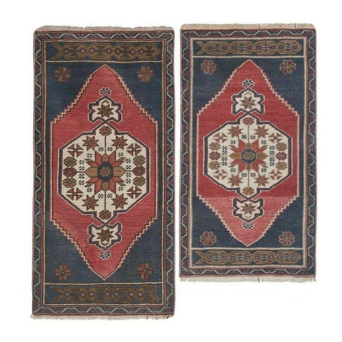 Vintage Türk Yastık Halı 2'li Set 57 x 97 cm