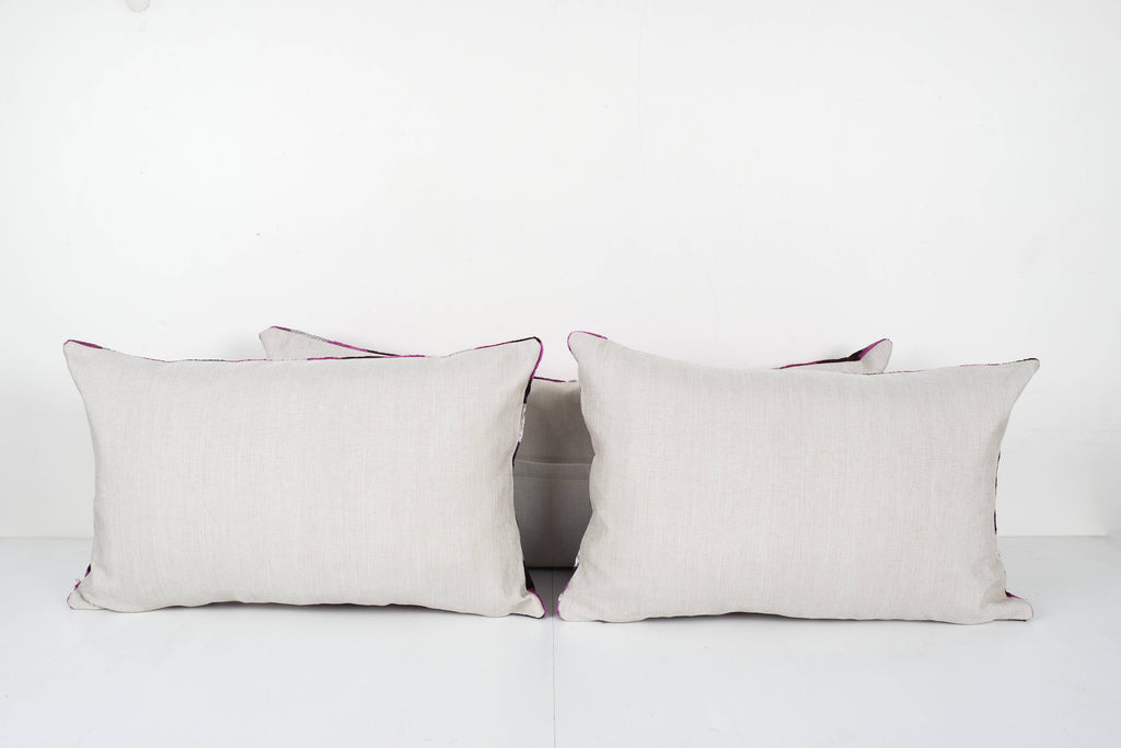 İpek Ikat Kadife Kırlent Kılıfı 3'li Set 40 x 60 cm