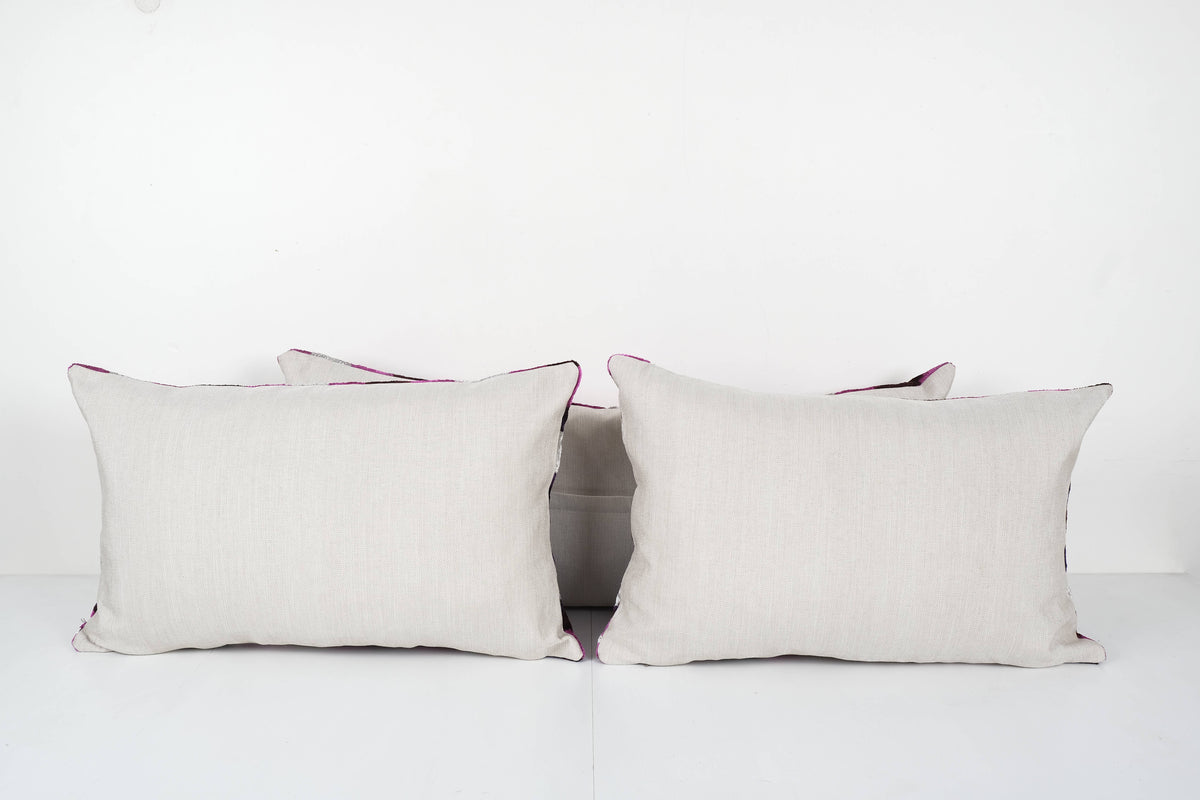İpek Ikat Kadife Kırlent Kılıfı 3'li Set 40 x 60 cm