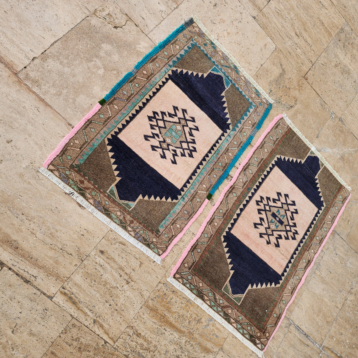 Vintage Türk Yastık Halı 2'li Set 51 x 82 cm