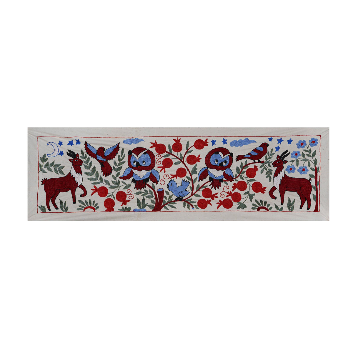 Baykuş Desenli Suzani Yolluk 50 x 144 cm