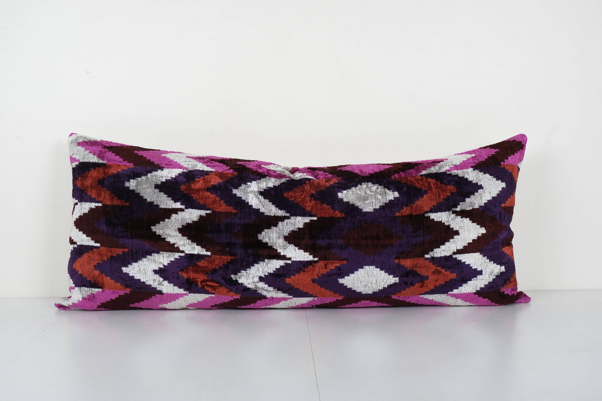 İpek Ikat Kadife Kırlent Kılıfı 3'li Set 40 x 60 cm