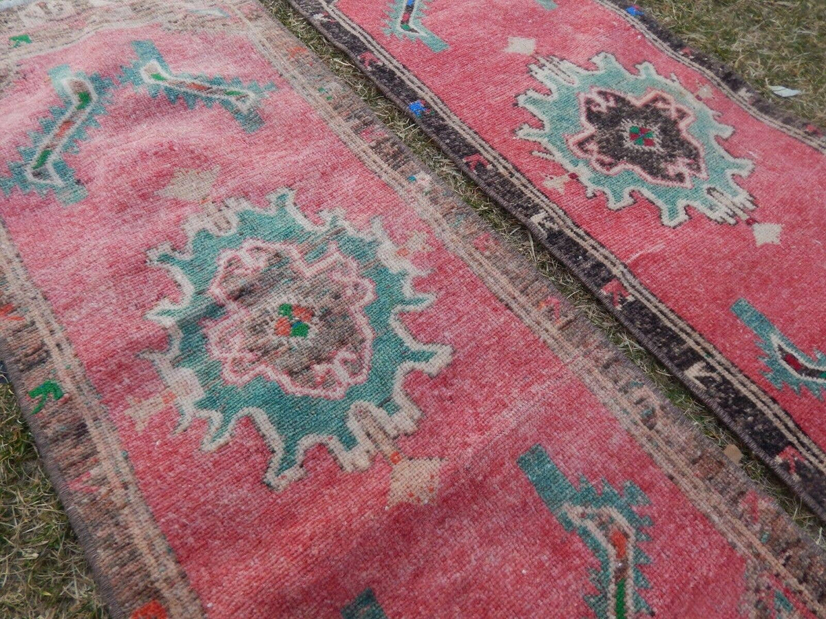 Vintage Türk Yastık Halı 2'li Set 43 x 112 cm