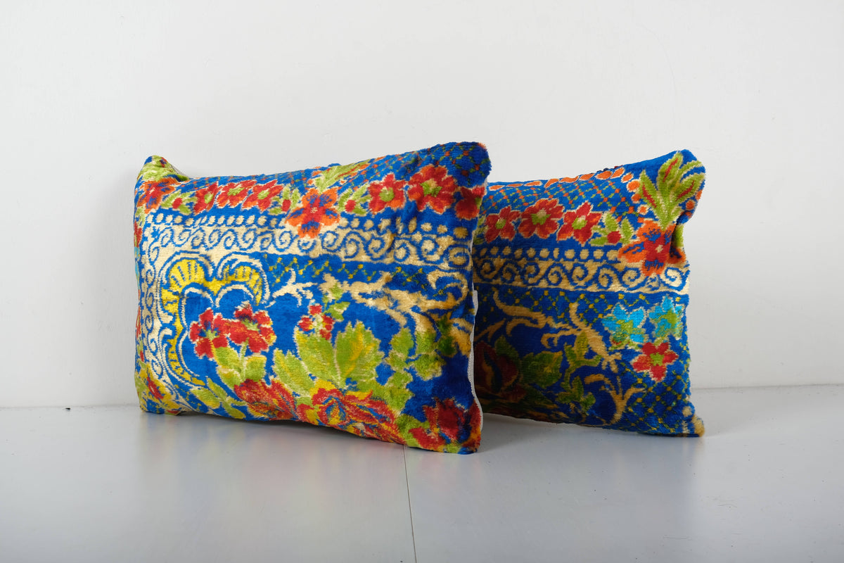 İpek Ikat Kadife Kırlent Kılıfı 2'li Set 30 x 49 cm