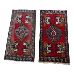 Vintage Türk Yastık Halı 2'li Set 53 x 104 cm