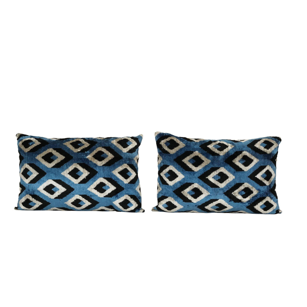 İpek Ikat Kadife Kırlent Kılıfı 2'li Set 40 x 60 cm