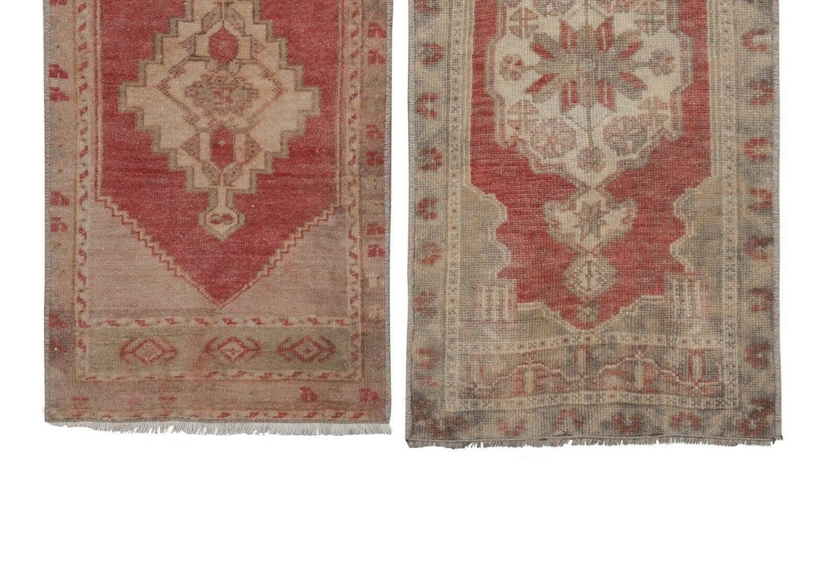 Vintage Türk Yastık Halı 2'li Set 43 x 89 cm