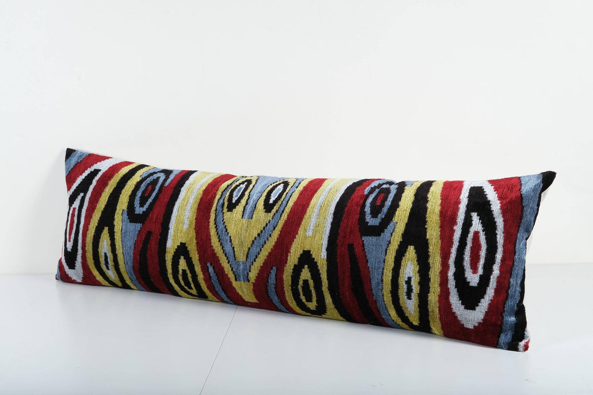 İpek Ikat Kadife Kırlent Kılıfı 35 x 120 cm