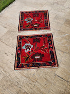 Vintage Türk Yastık Halı 2'li Set 73 x 79 cm