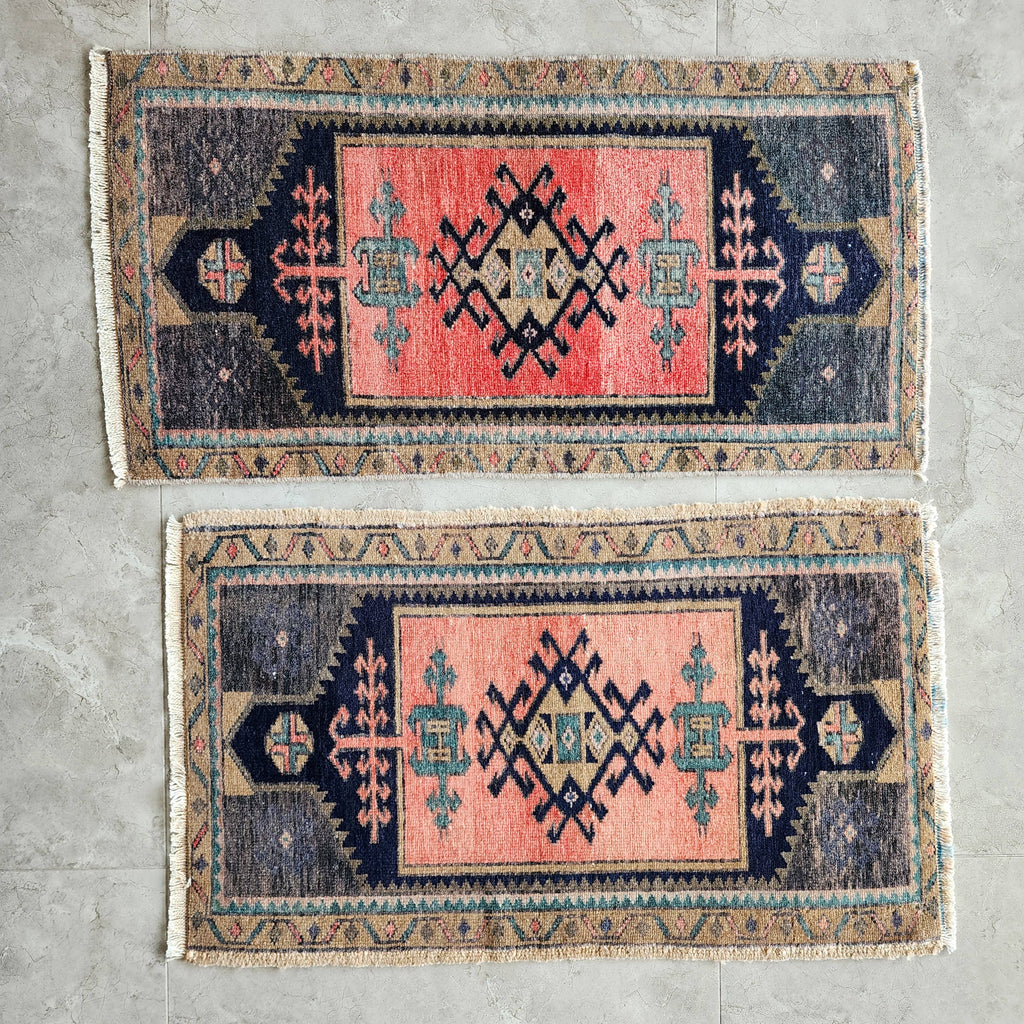 Vintage Türk Yastık Halı 2'li Set 49 x 81 cm