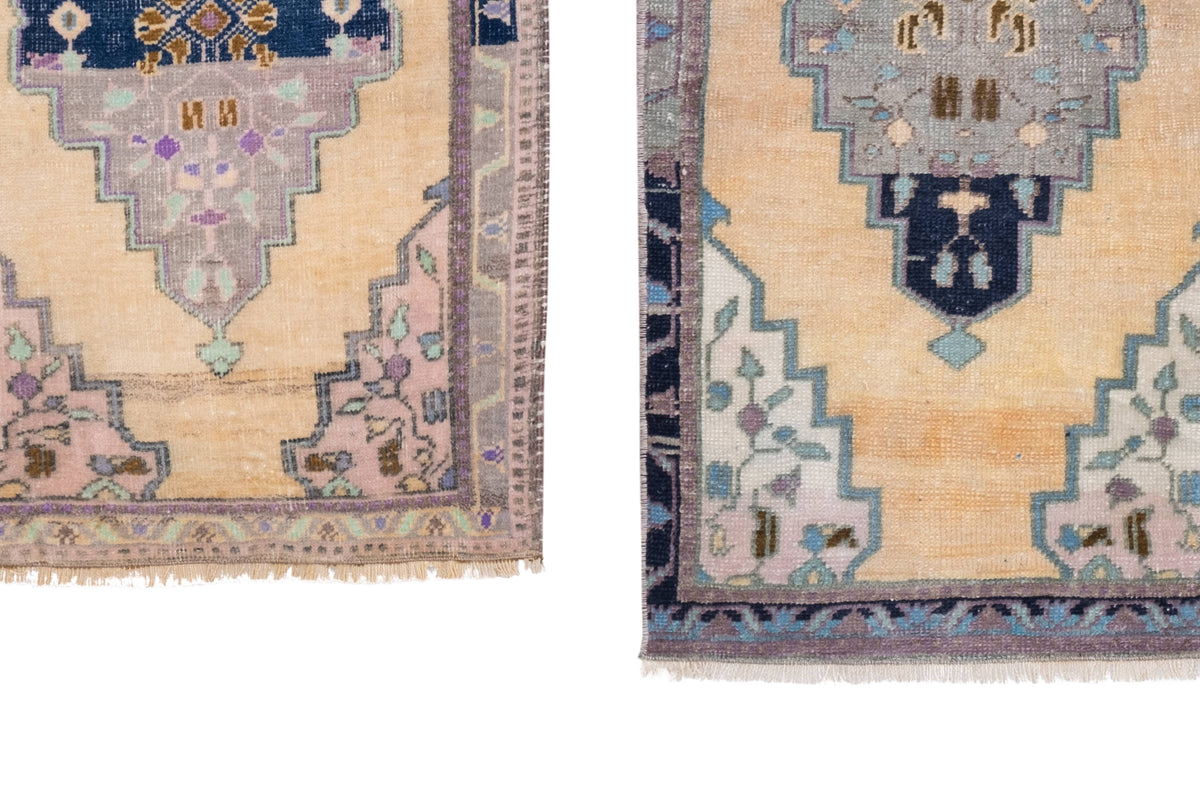 Vintage Türk Yastık Halı 2'li Set 50 x 100 cm