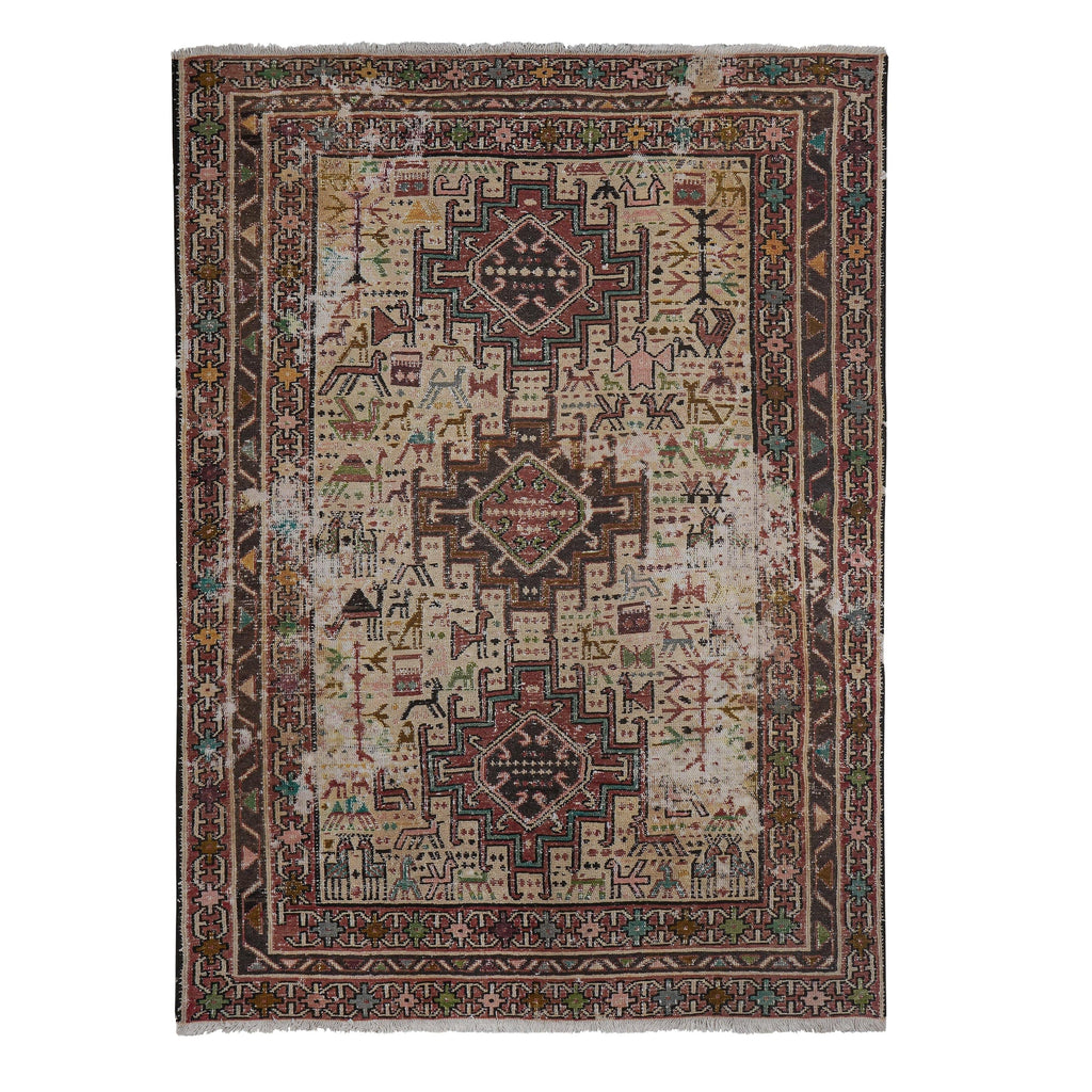 Vintage Hayvan Desenli Sumak Kilim 106 x 140 cm