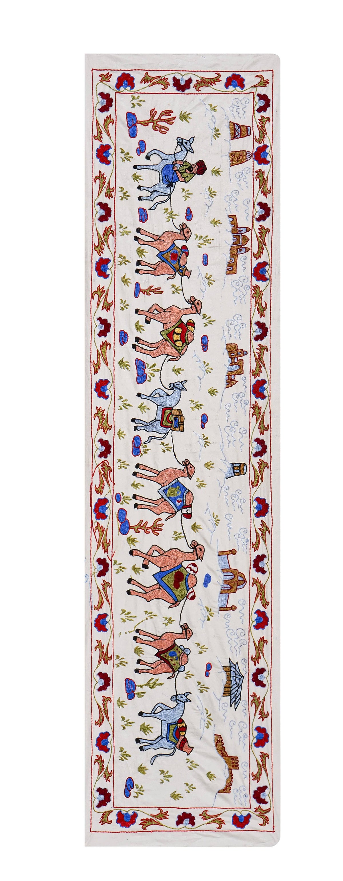 El İşlemesi Suzani Duvar Örtüsü 50 x 186 cm