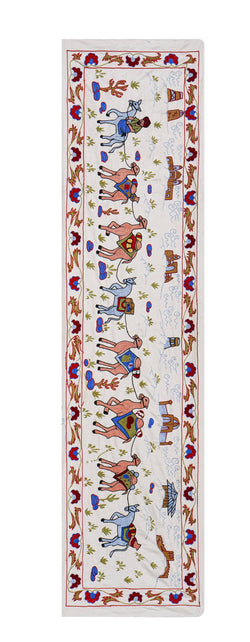 El İşlemesi Suzani Duvar Örtüsü 50 x 186 cm