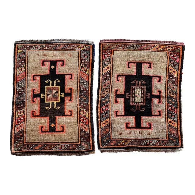 Vintage Uşak Yastık Halı 2'li Set 56 x 79 cm