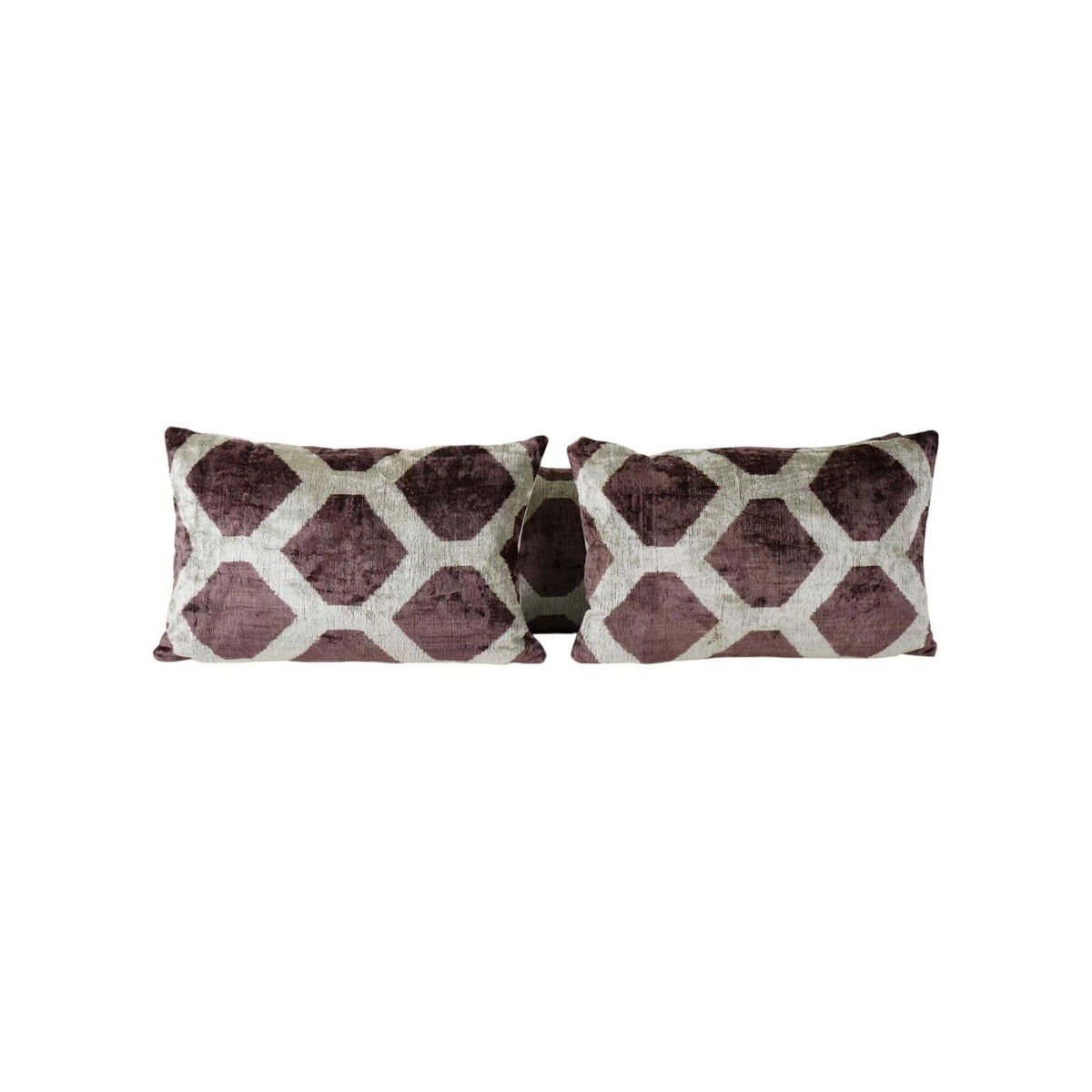 İpek Ikat Kadife Kırlent Kılıfı 3'li Set 40 x 60 cm
