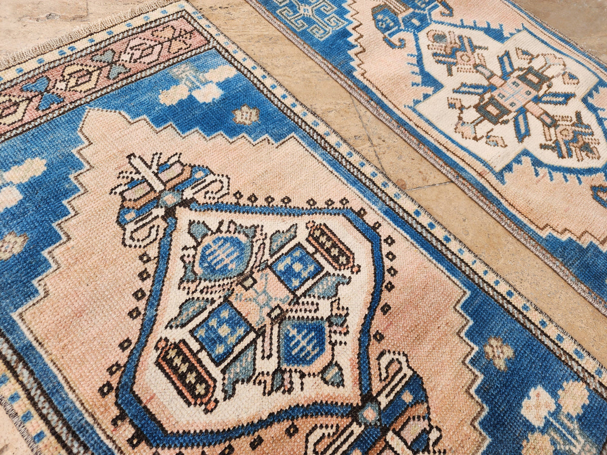Vintage Türk Yastık Halı 2'li Set 43 x 99 cm