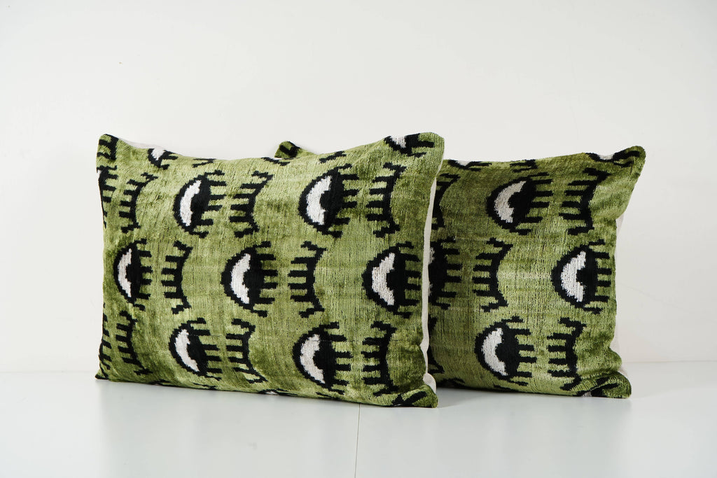 İpek Ikat Kadife Kırlent Kılıfı 2'li Set 40 x 60 cm