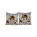 Kaplumbağa Desenli Suzani Kırlent Kılıfı 2'li Set 48 x 48 cm