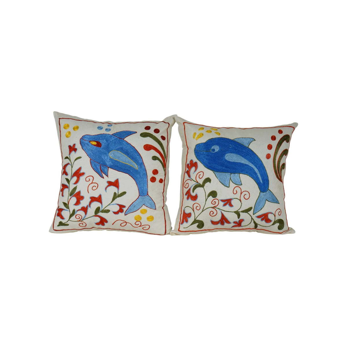 Balık Desenli Suzani Kırlent Kılıfı 2'li Set 45 x 45 cm