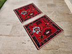 Vintage Türk Yastık Halı 2'li Set 73 x 79 cm