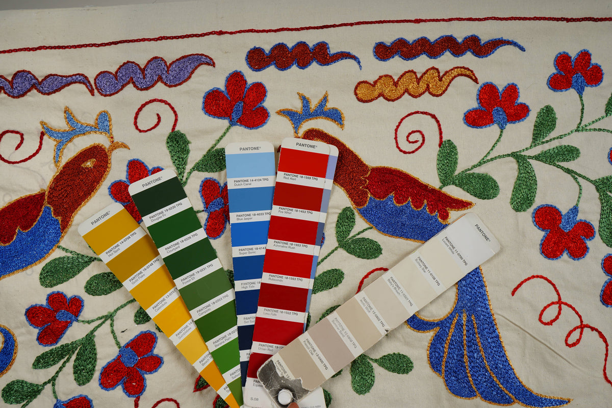 Kuş Desenli Suzani Yolluk 44 x 96 cm