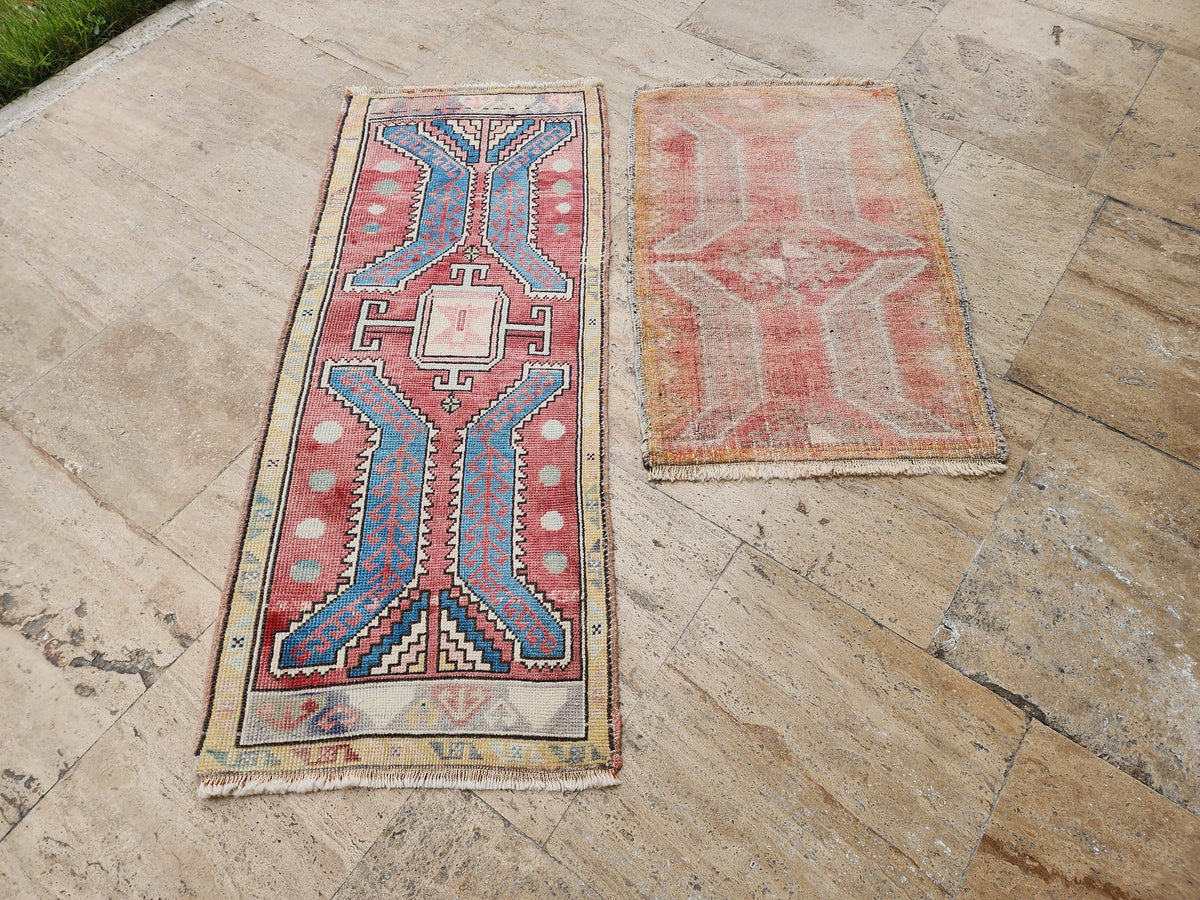 Vintage Türk Yastık Halı 2'li Set 54 x 82 cm