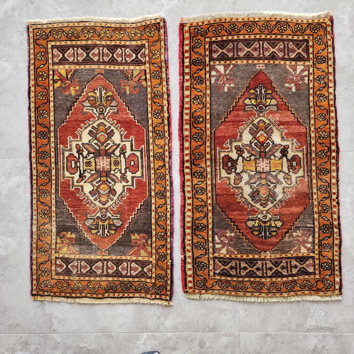 Vintage Uşak Yastık Halı 2'li Set 52 x 93 cm