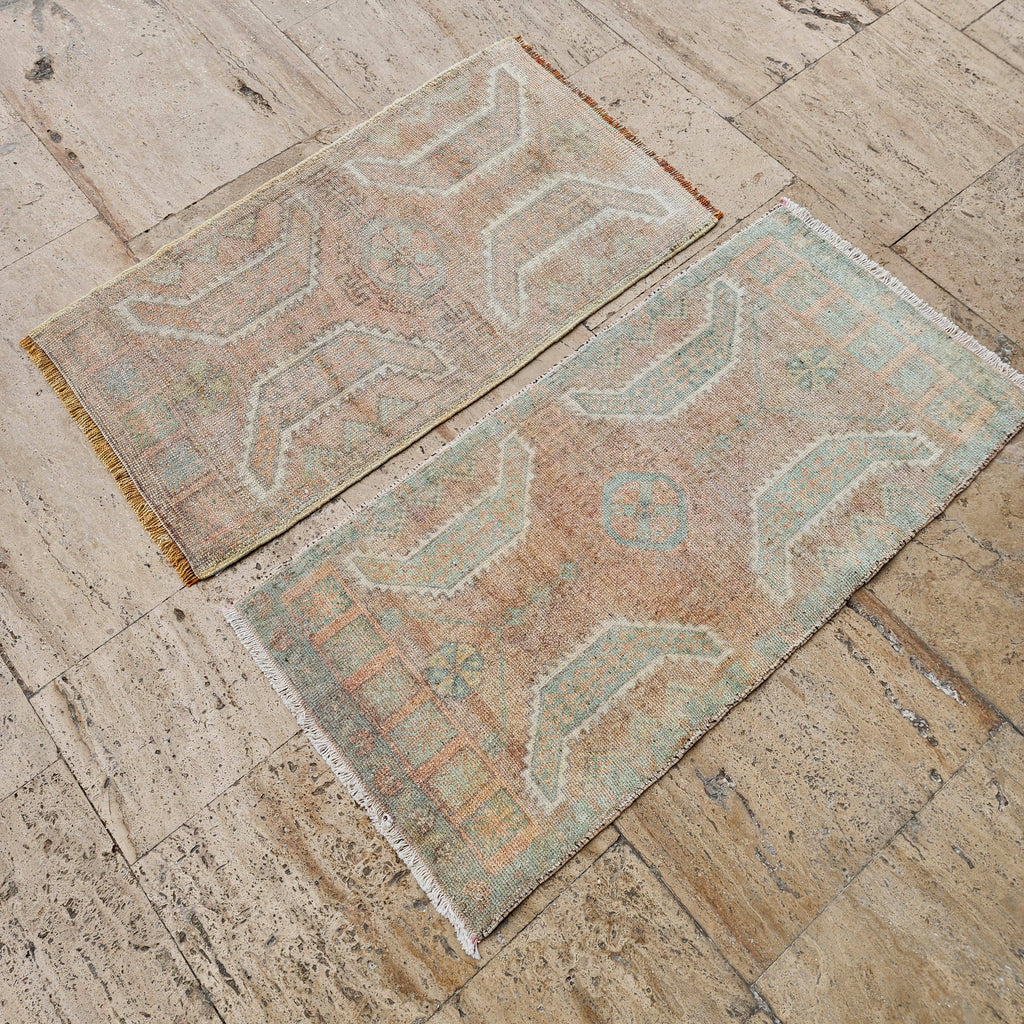 Vintage Türk Yastık Halı 2'li Set 52 x 95 cm