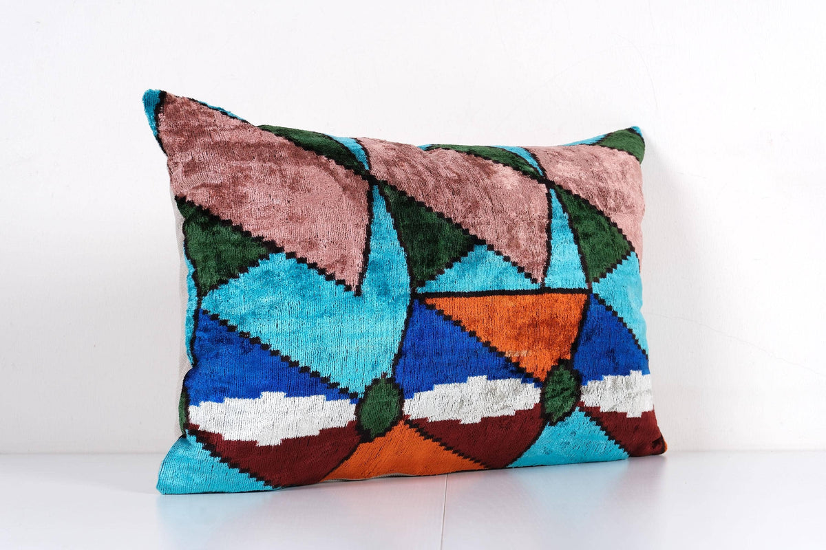 İpek Ikat Kadife Kırlent Kılıfı 40 x 60 cm