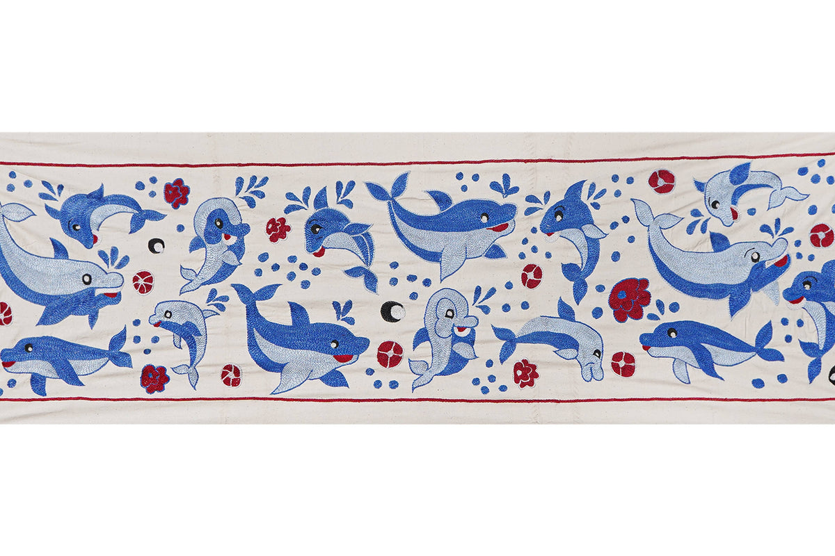Balık Desenli Suzani Duvar Örtüsü 50 x 148 cm