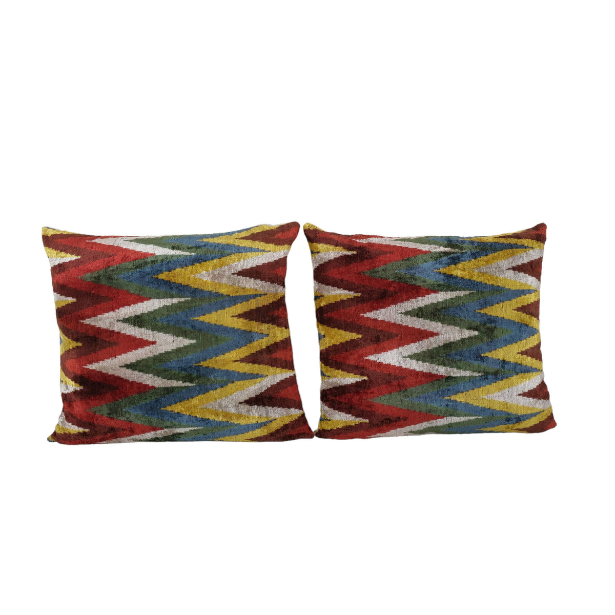 İpek Ikat Kadife Kırlent Kılıfı 2'li Set 63 x 65 cm
