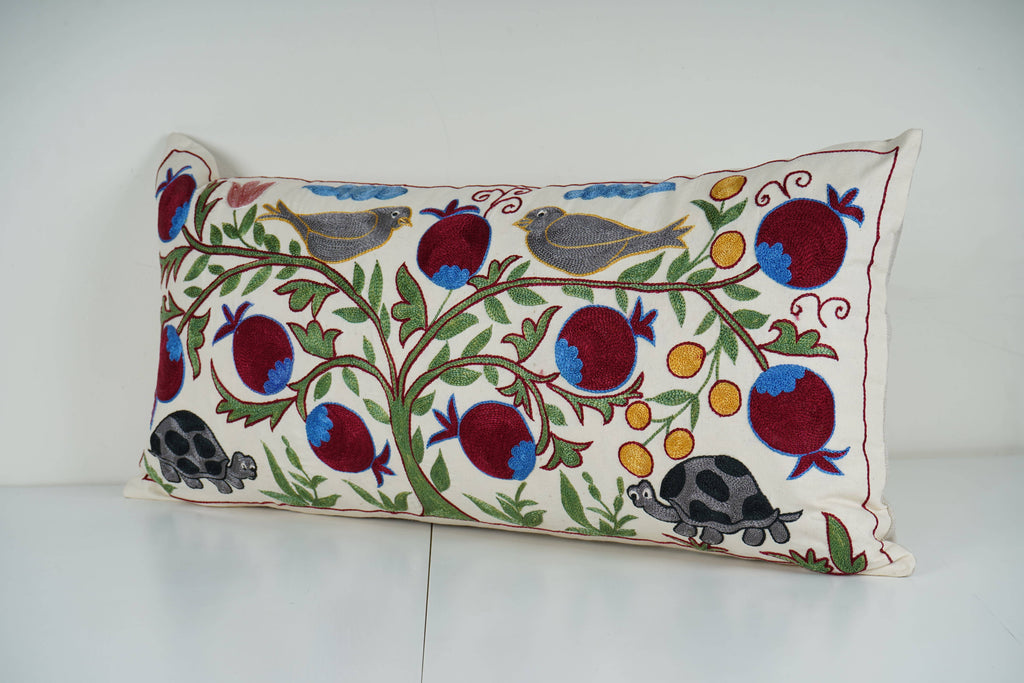 Kuş Desenli Suzani Kırlent Kılıfı 42 x 85 cm