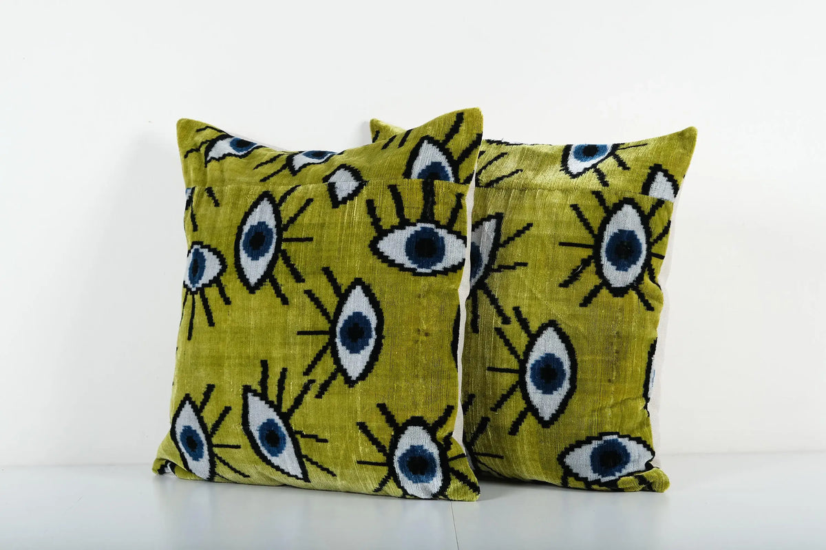 İpek Ikat Kadife Kırlent Kılıfı 2'li Set 51 x 51 cm