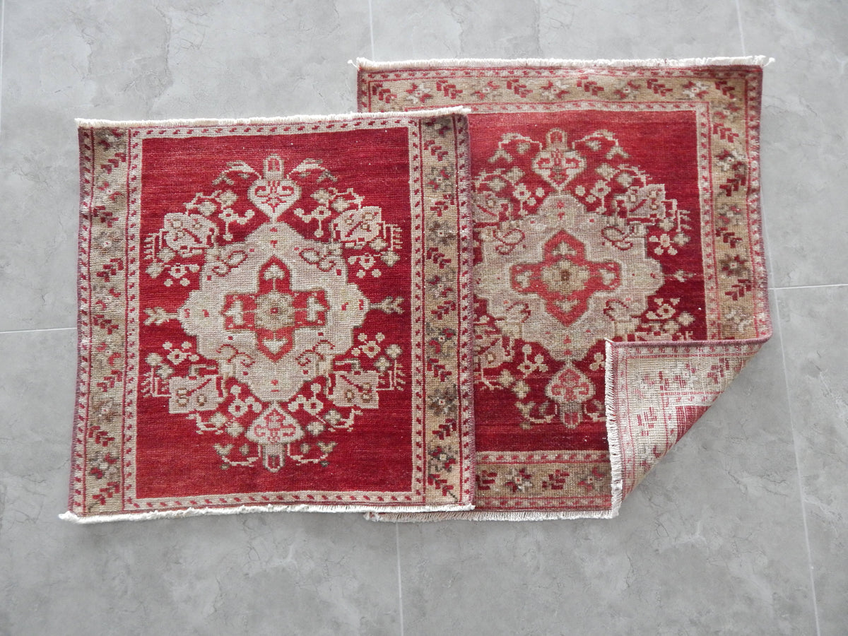 Vintage Türk Yastık Halı 2'li Set 61 x 70 cm