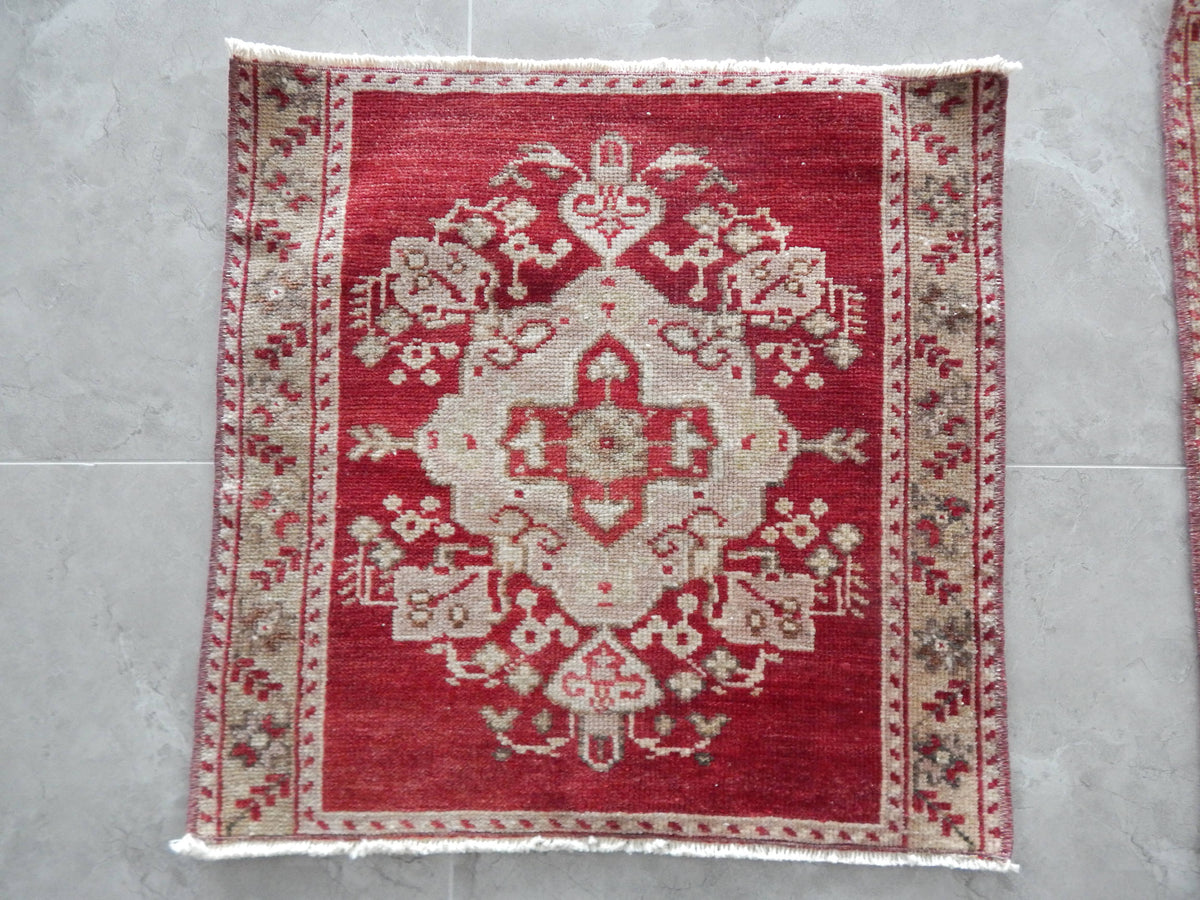 Vintage Türk Yastık Halı 2'li Set 61 x 70 cm