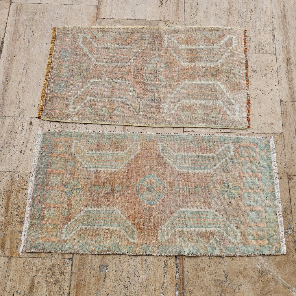 Vintage Türk Yastık Halı 2'li Set 52 x 95 cm