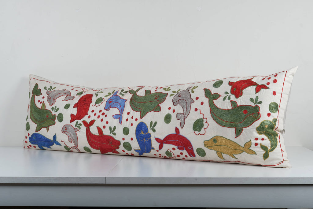 Balık Desenli Suzani Kırlent Kılıfı 45 x 140 cm