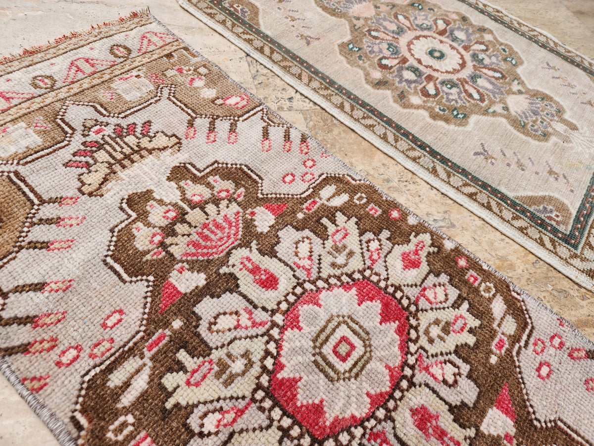 Vintage Türk Yastık Halı 2'li Set 51 x 66 cm