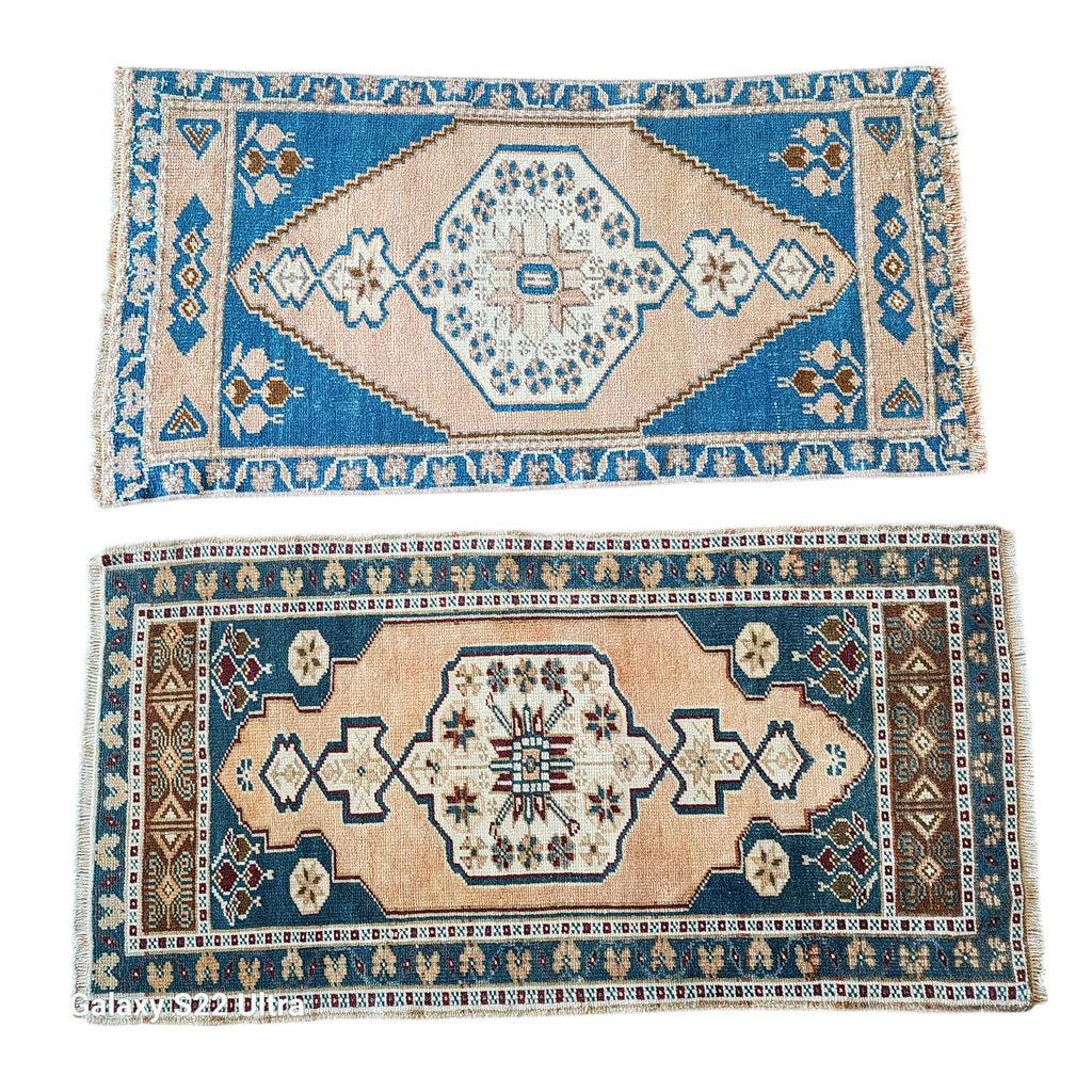 Vintage Türk Yastık Halı 2'li Set 56 x 106 cm