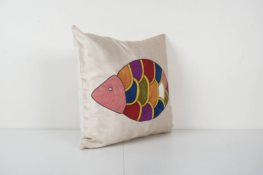 Balık Desenli Suzani Kırlent Kılıfı 48 x 48 cm