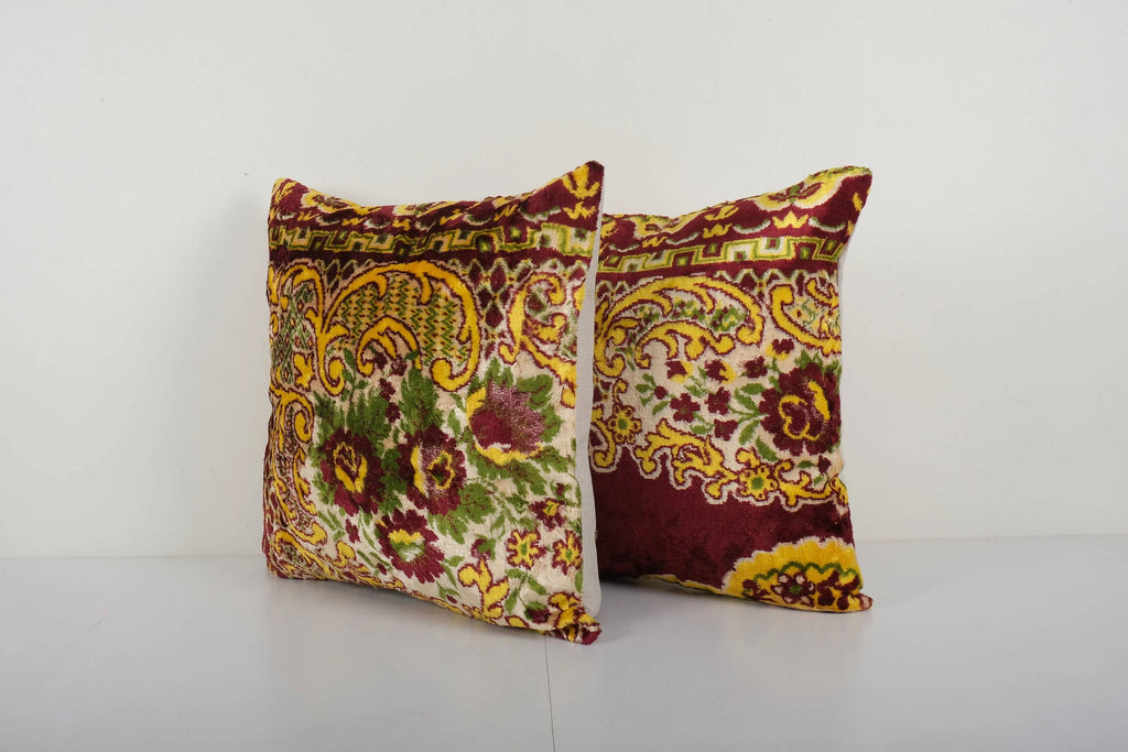 İpek Ikat Kadife Kırlent Kılıfı 2'li Set 50 x 50 cm