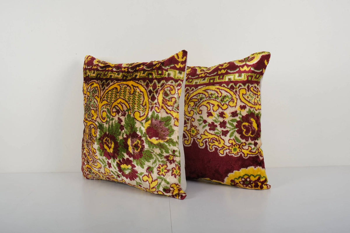 İpek Ikat Kadife Kırlent Kılıfı 2'li Set 50 x 50 cm