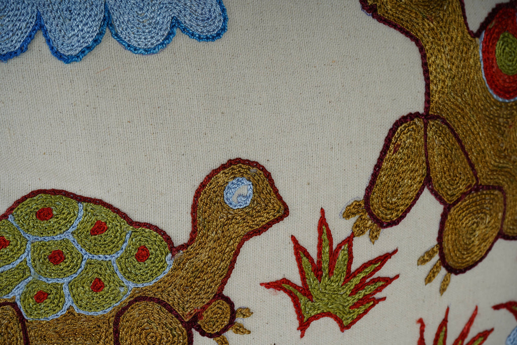 Kaplumbağa Desenli Suzani Kırlent Kılıfı 2'li Set 50 x 50 cm