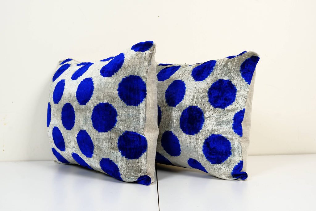 İpek Ikat Kadife Kırlent Kılıfı 2'li Set 40 x 55 cm