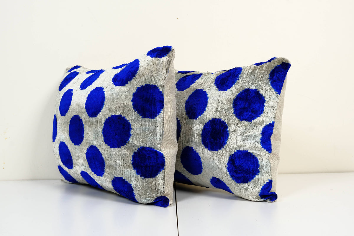 İpek Ikat Kadife Kırlent Kılıfı 2'li Set 40 x 55 cm